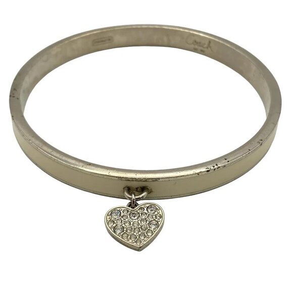 Auth COACH - Silver Cream Hardware Bangle - Picture 1 of 4